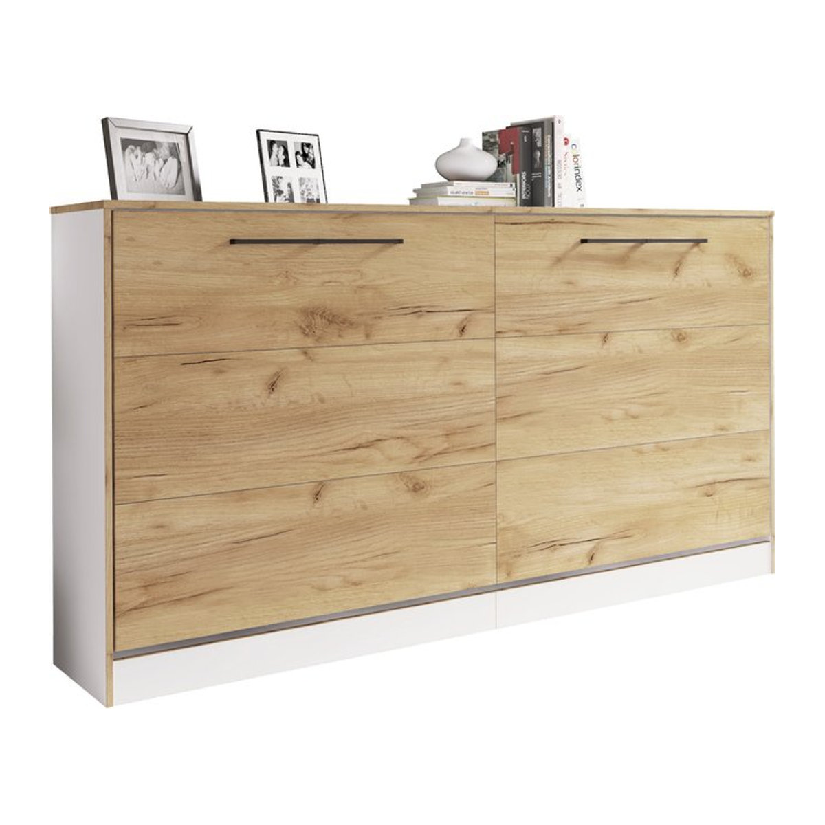 VCM Schrankbett Smalu Wandklappbett horizontal mit Lattenrost 90x200 cm, Bettschrank und Kommode, H x B x T: 114 x 213 x 43 cm - Bild 1