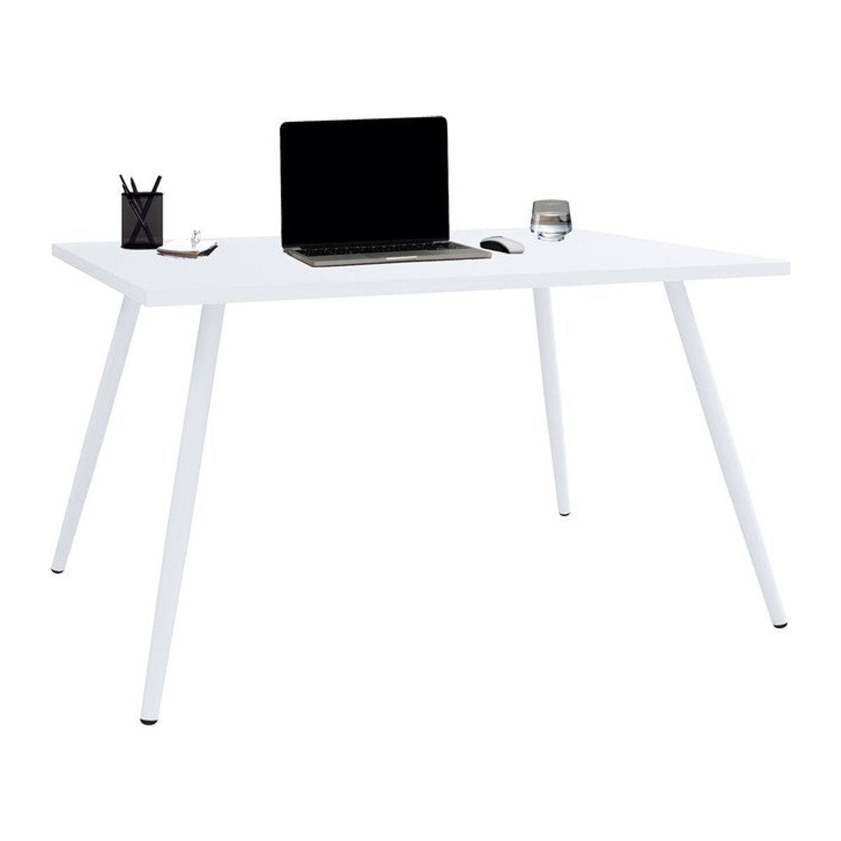 VCM Schreibtisch Salia im skandinavischen Retro-Look, Farbe: Weiß, B/T: 160 x 80 cm - Bild 1