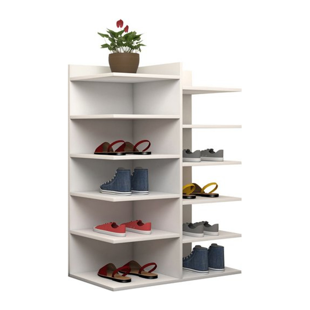 VCM Schuhregal Enosa in Weiss aus Holzwerkstoff, B/H/T: 30 x 80 x 60 cm - Bild 1