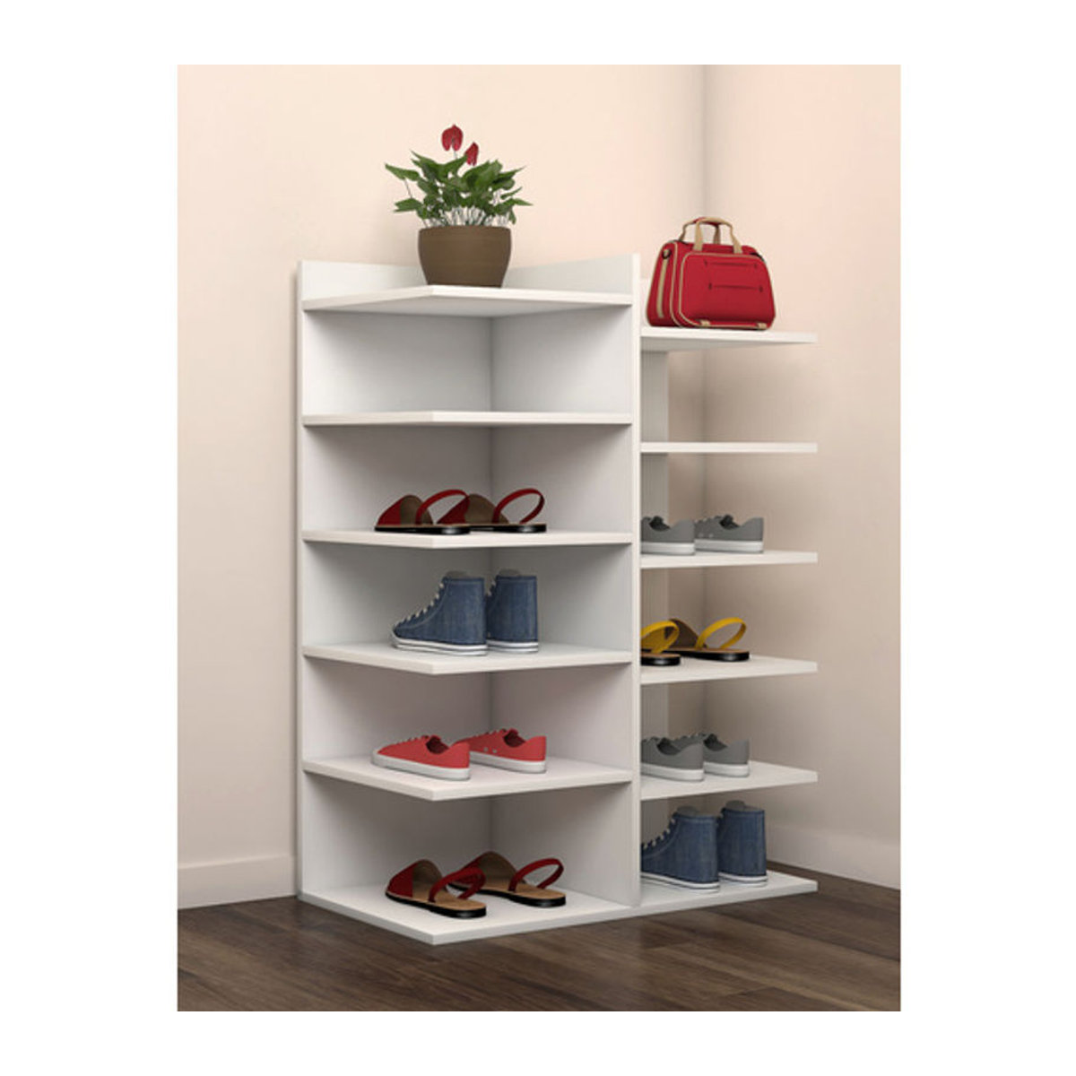 VCM Schuhregal Enosa in Weiss aus Holzwerkstoff, B/H/T: 30 x 80 x 60 cm - Bild 2
