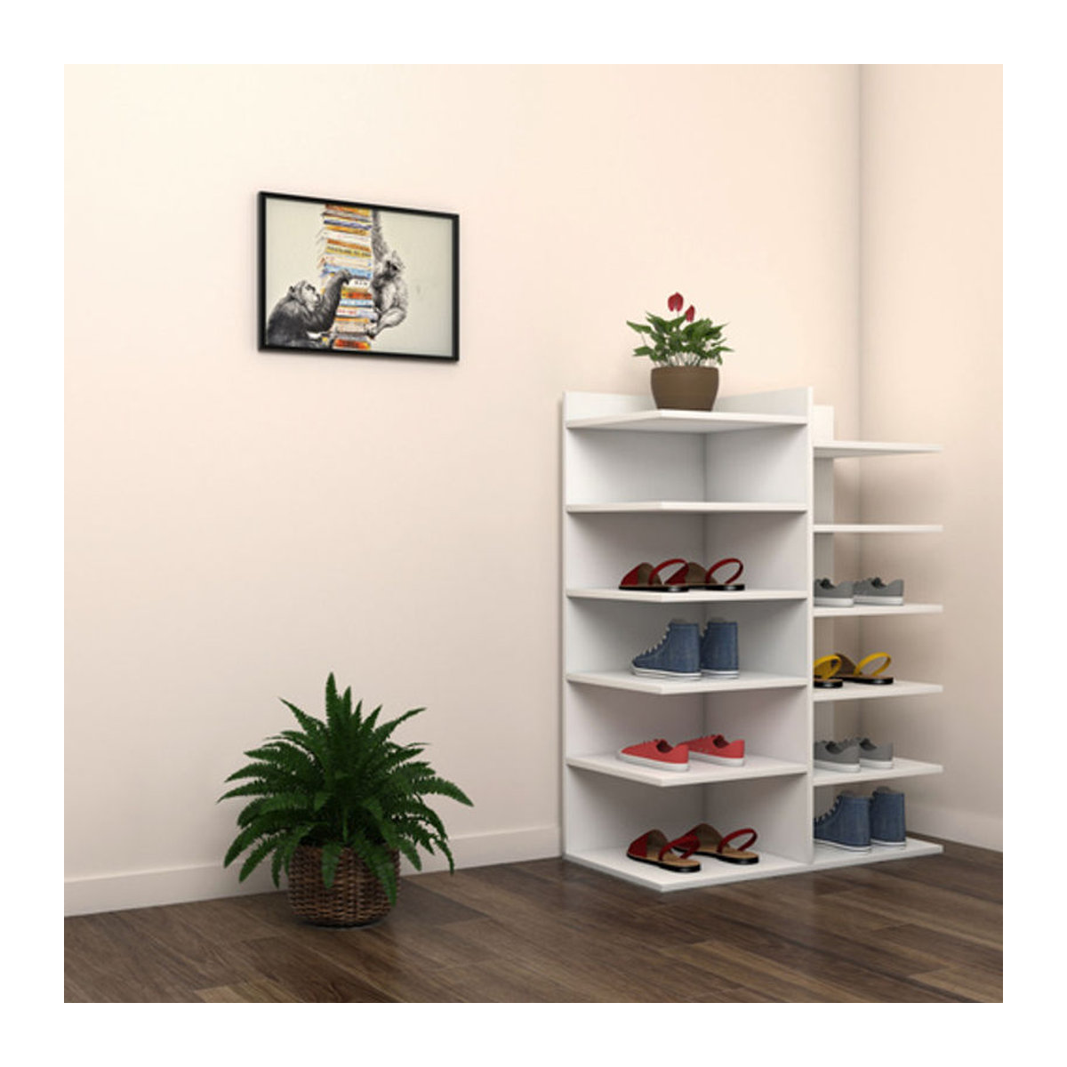 VCM Schuhregal Enosa in Weiss aus Holzwerkstoff, B/H/T: 30 x 80 x 60 cm - Bild 3