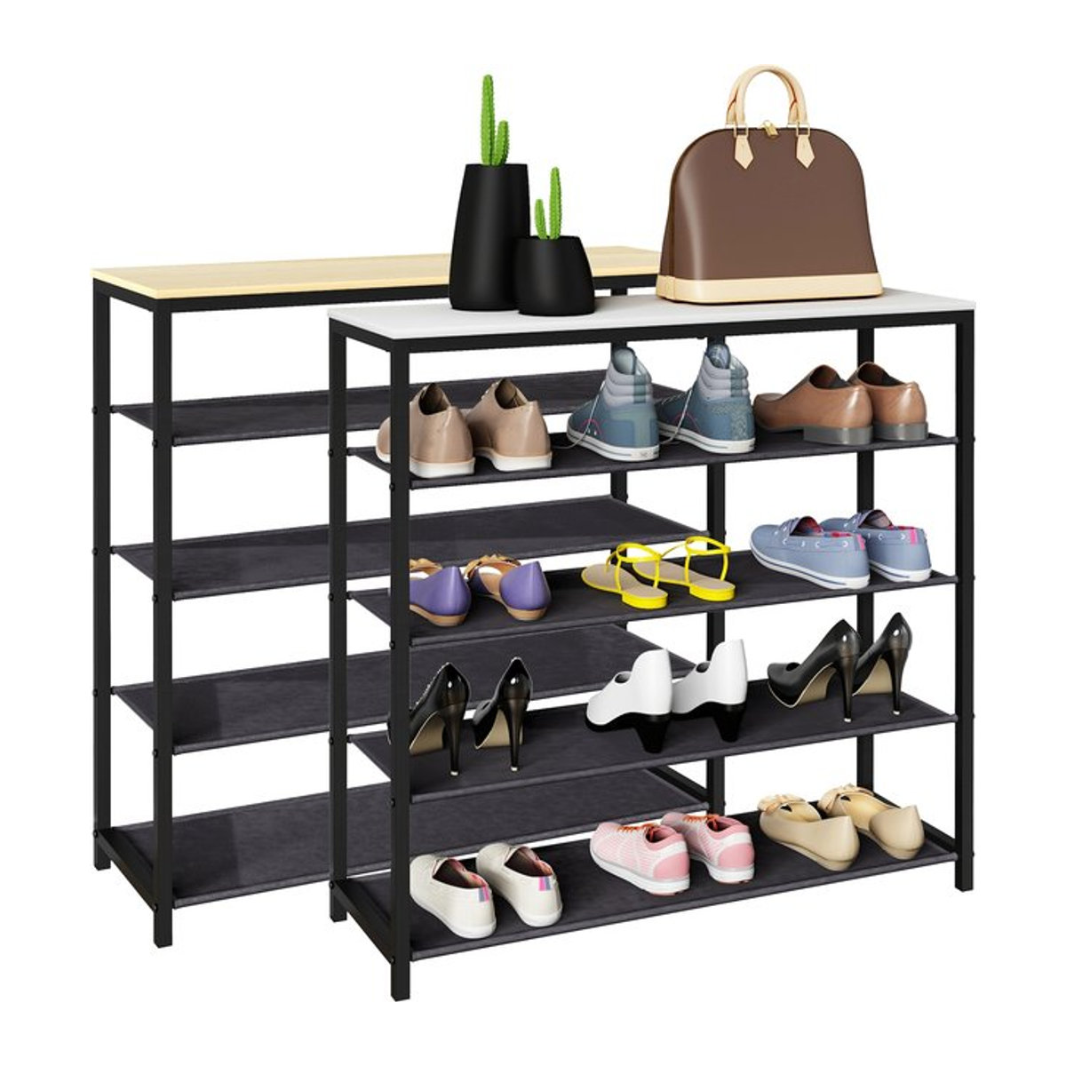 VCM Schuhregal Taliro in Schwarz im Industrial Style mit 4 Fächern, H x B x T: 87 x 90 x 30 cm - Bild 1