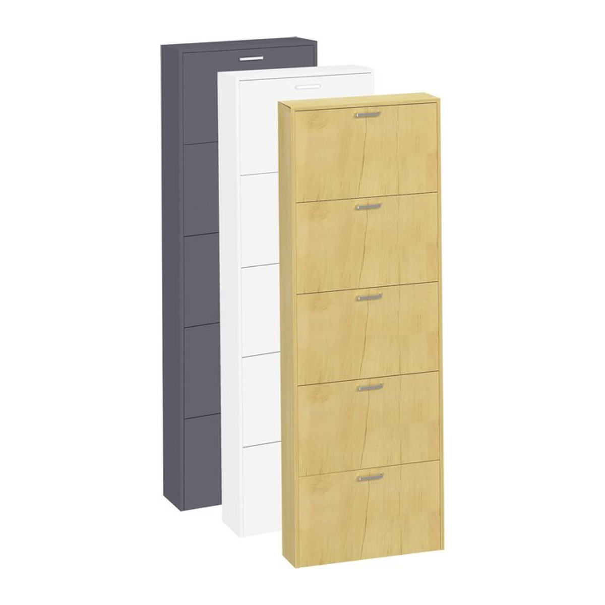 VCM Schuhschrank aus Holz mit Falttüren in Natur mit 5 Schuhkippfächern XL - Bild 1