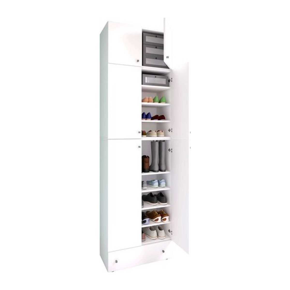 VCM Schuhschrank Lona in Weiß aus Holzwerkstoff mit Drehtüren und verstellbaren Regalböden, B/H/T: 70 x 240 x 39 cm - Bild 1