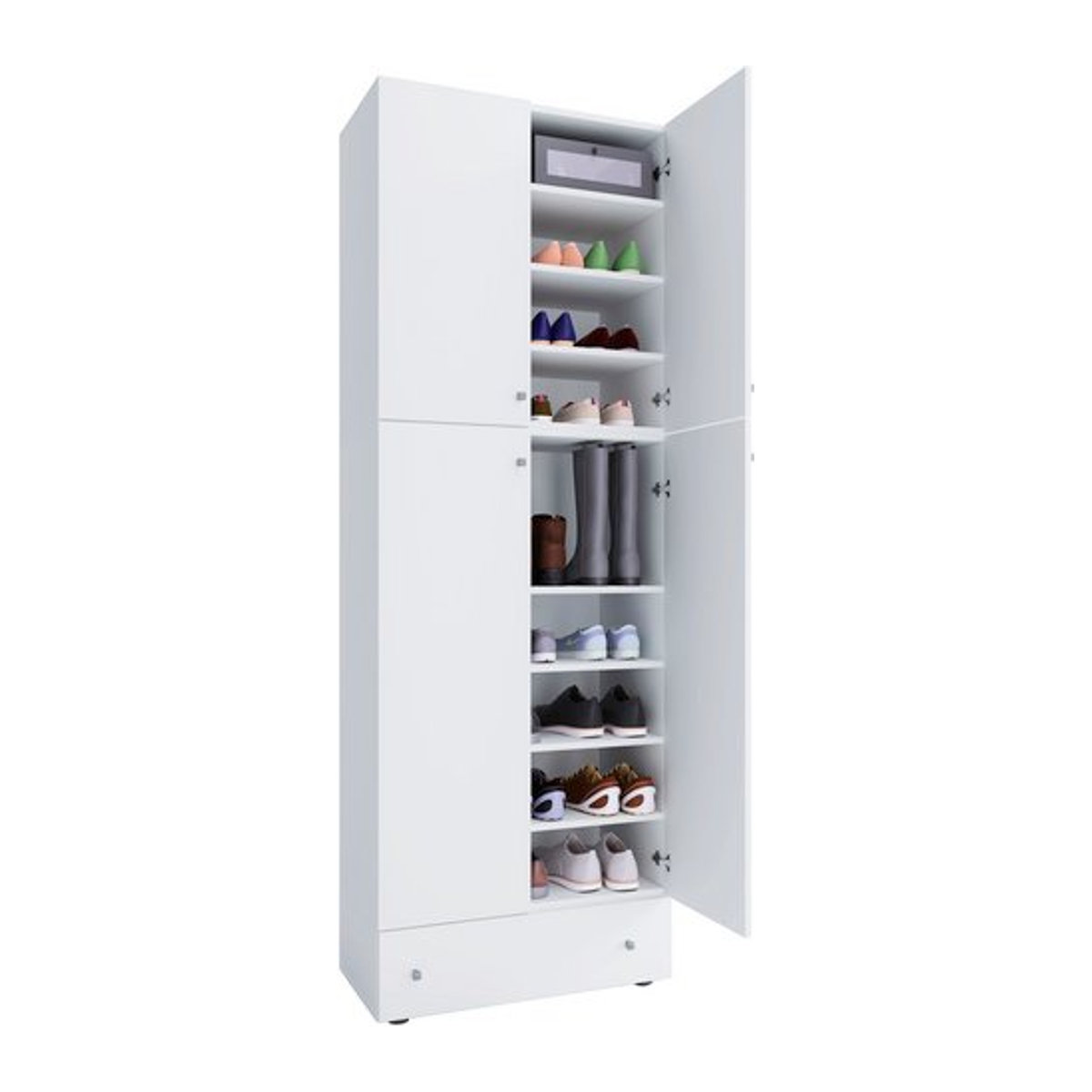 VCM Schuhschrank Lona in Weiß mit Drehtüren und verstellbaren Regalböden, B/H/T: 70 x 200 x 39 cm - Bild 1