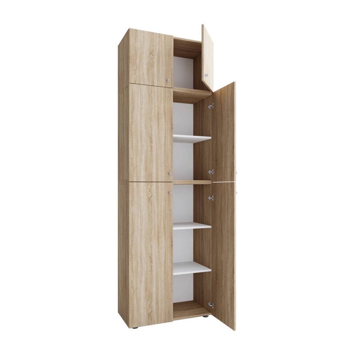 VCM Schuhschrank Lona in Weiß oder Eiche Natur aus Holzwerkstoff mit Drehtüren, B/H/T: 70 x 223 x 39 cm - Bild 3