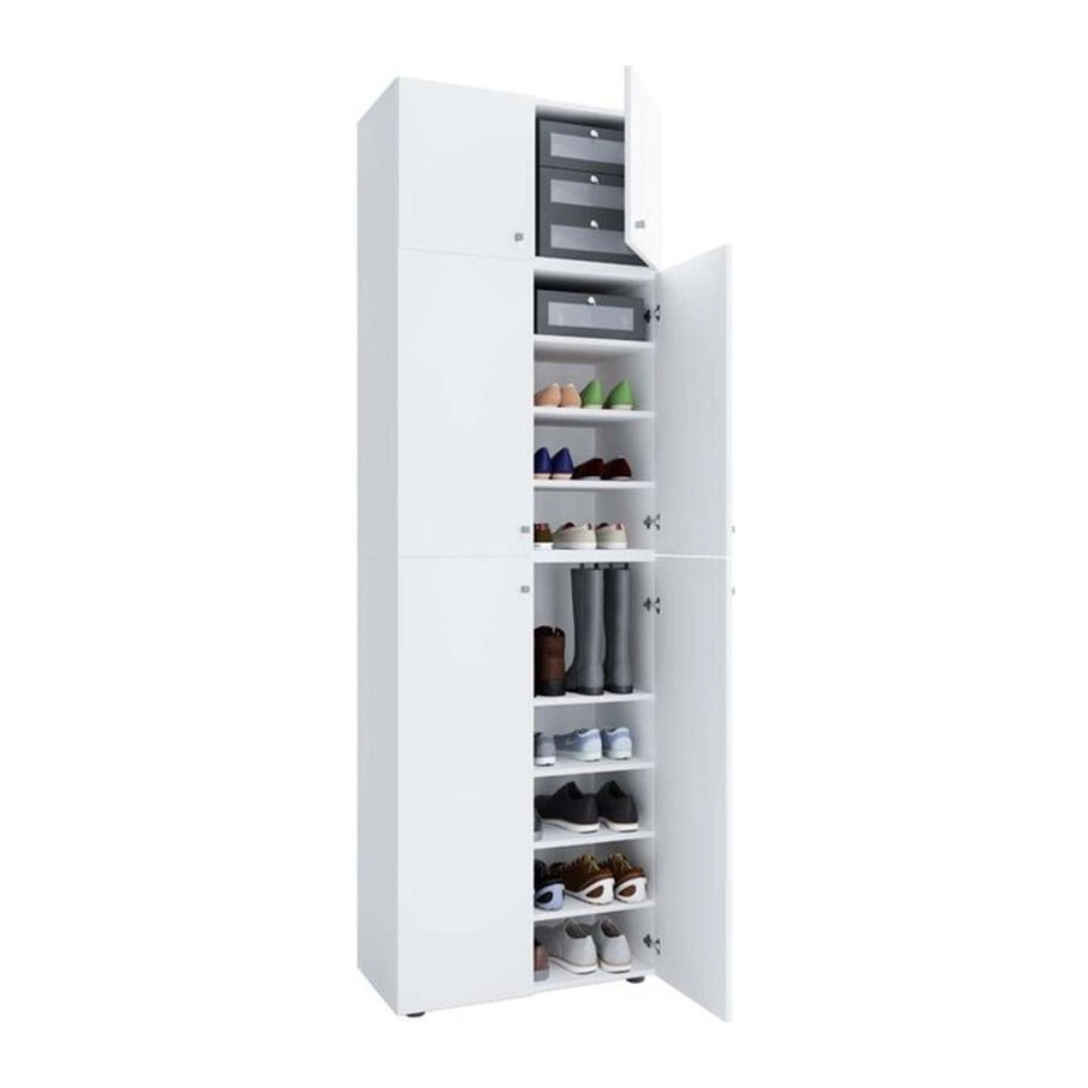 VCM Schuhschrank Lona in Weiß und Natur mit 9 Fächern und Drehtüren, H x B x T: 223 x 70 x 39 cm - Bild 2