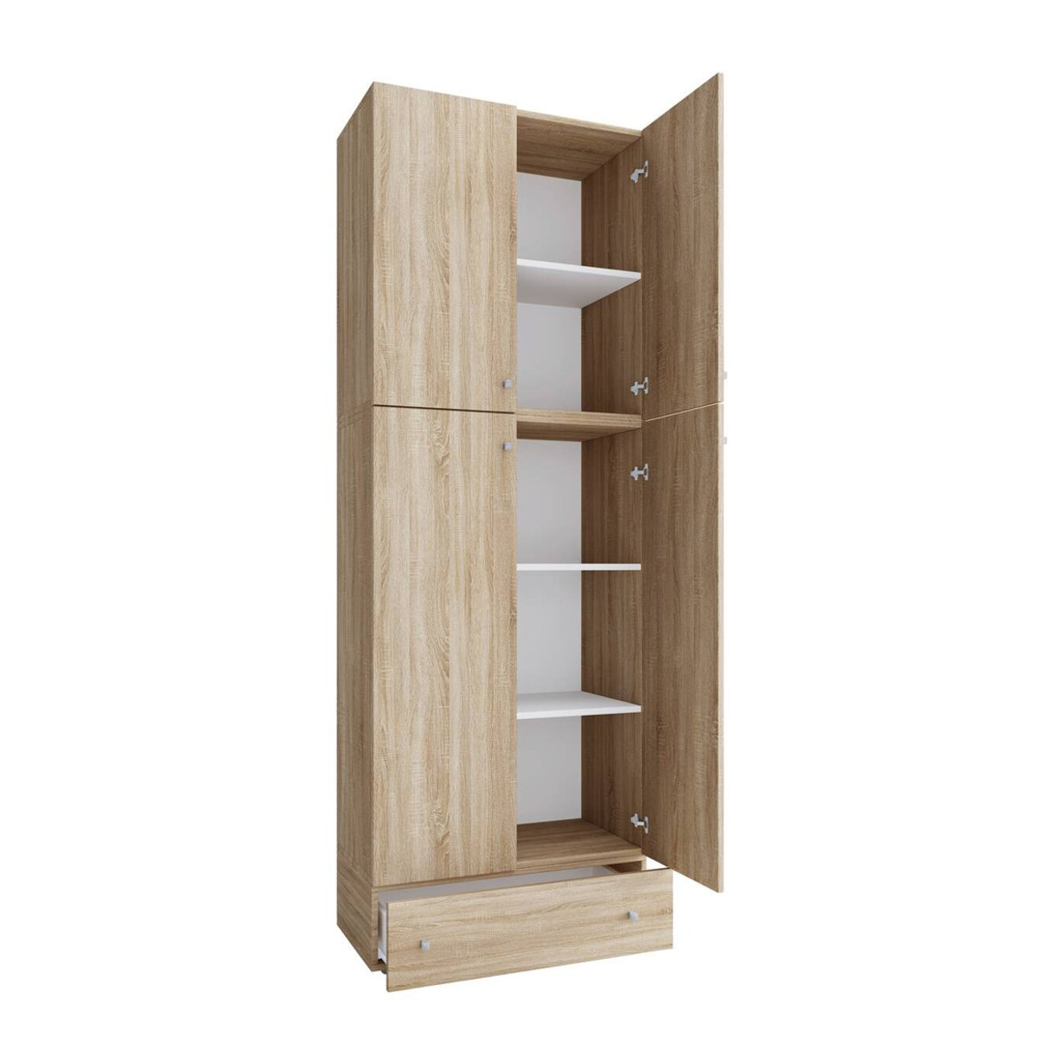 VCM Schuhschrank Lona mit Drehtüren und verstellbaren Regalen, B/H/T: 70 x 200 x 39 cm, Holzwerkstoff, Weiß oder Braun - Bild 3