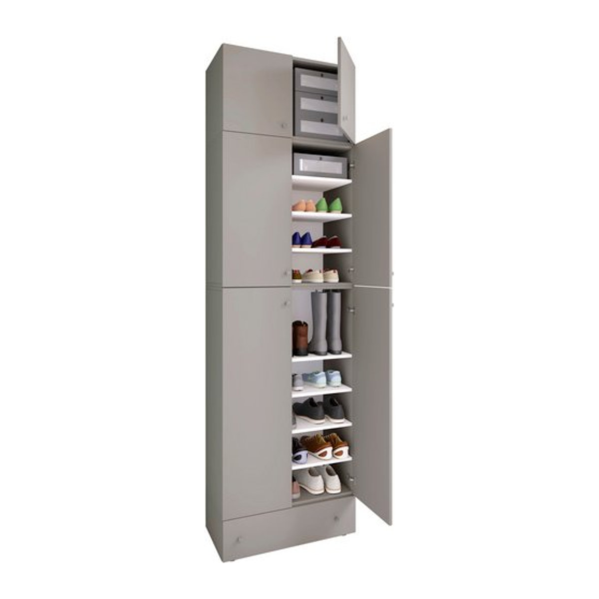VCM Schuhschrank Lona modern in Grau und Weiß aus Holzwerkstoff, B/T/H: 70 x 39 x 240 cm - Bild 1