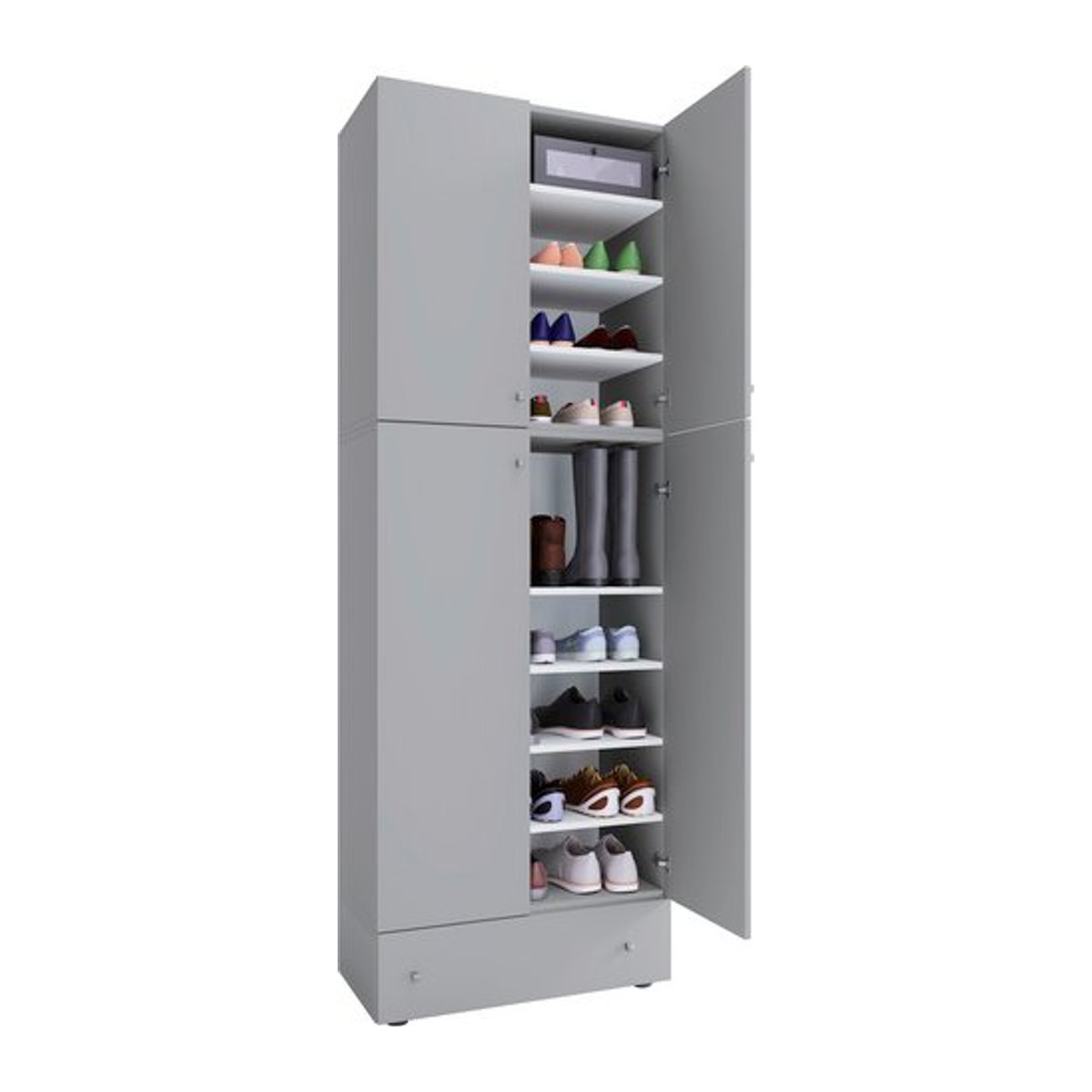 VCM Schuhschrank Lona modern in Grau und Weiß, B/H/T: 70 x 200 x 39 cm - Bild 1
