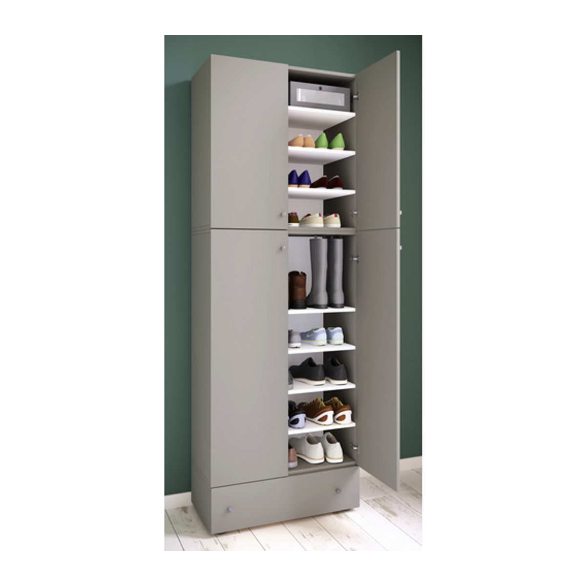 VCM Schuhschrank Lona modern in Grau und Weiß, B/H/T: 70 x 200 x 39 cm - Bild 2
