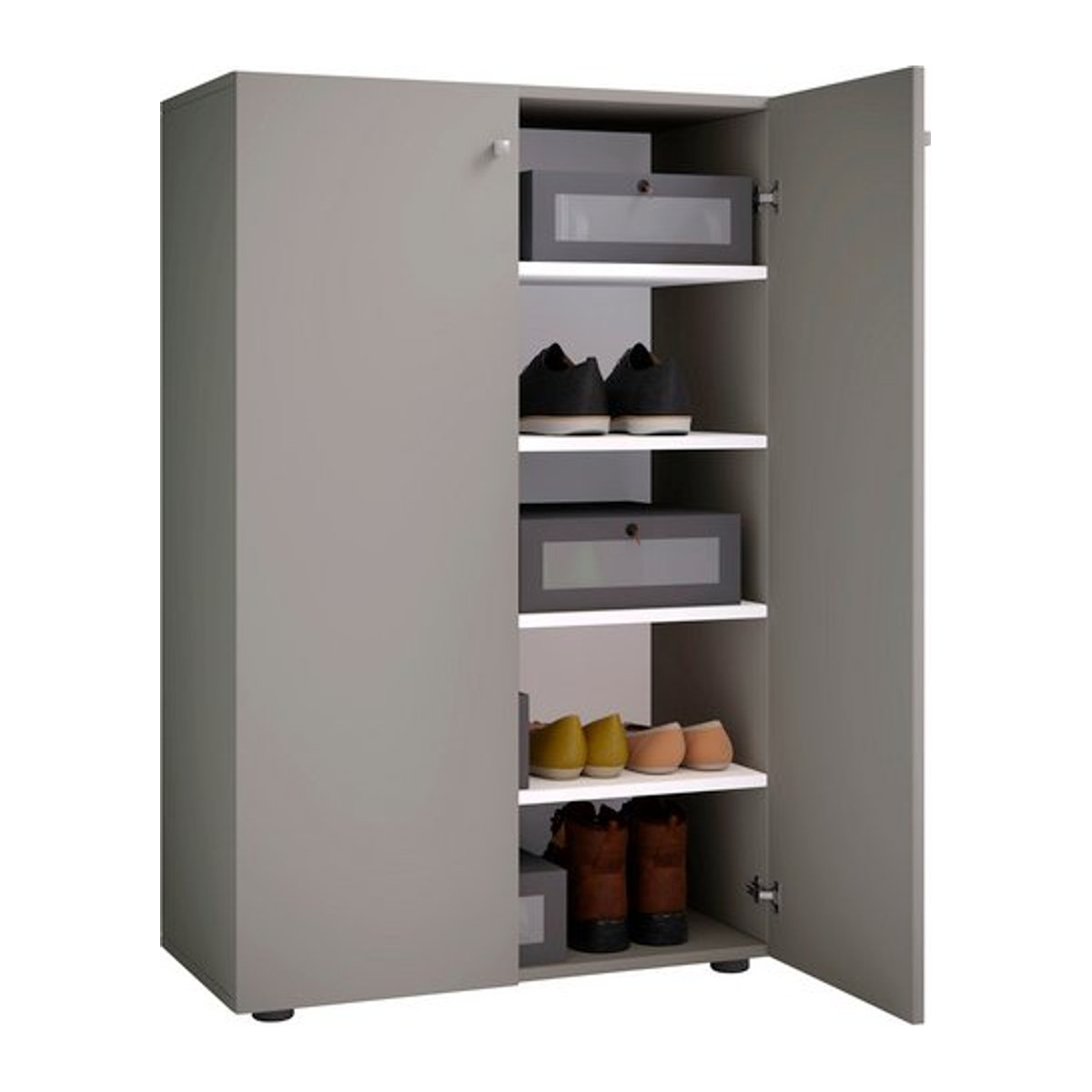 VCM Schuhschrank Lona Modern in Grau und Weiß mit Drehtüren aus Holzwerkstoff und Metall, B/H/T: 70 x 110 x 39 cm - Bild 1
