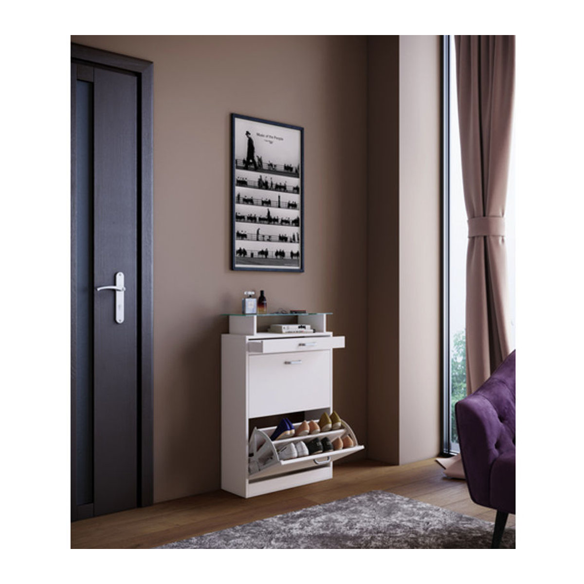 VCM Schuhschrank Sipos in Weiß aus Holzwerkstoff mit Drehtüren, B: 22 cm, H: 91 cm, T: 59 cm - Bild 4