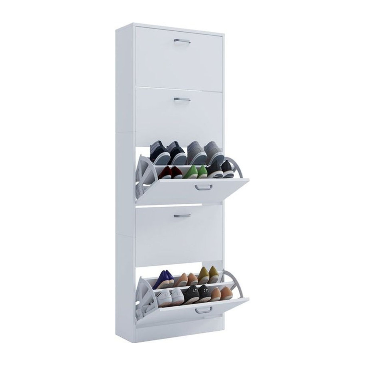 VCM Schuhschrank Sipos in Weiß mit Drehtüren aus Holzwerkstoff und Metall im minimalistischen Design (H: 170 cm, B: 59 cm, T: 22 cm) - Bild 1