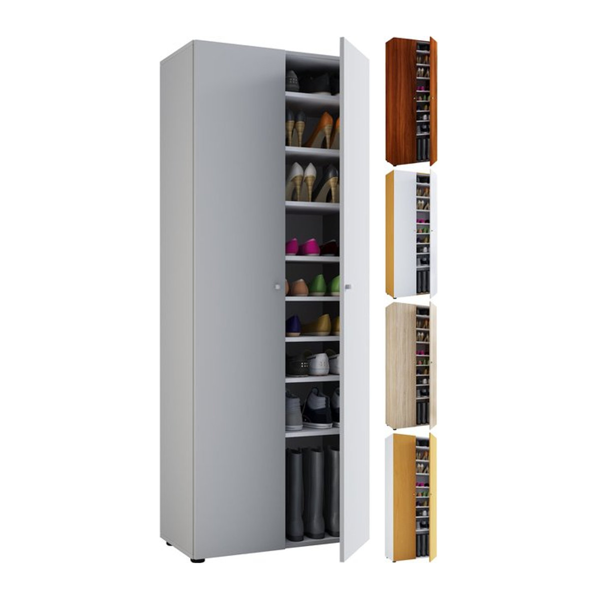 VCM Schuhschrank Vandol in Weiß mit verstellbaren Regalböden und Drehtüren, B: 70 cm, H: 178 cm, T: 40 cm - Bild 1
