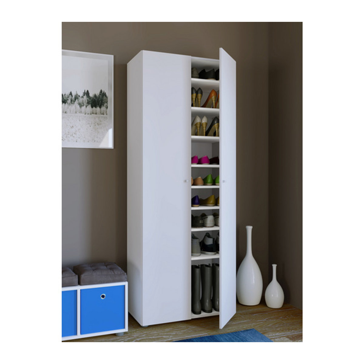 VCM Schuhschrank Vandol in Weiß mit verstellbaren Regalböden und Drehtüren, B: 70 cm, H: 178 cm, T: 40 cm - Bild 3