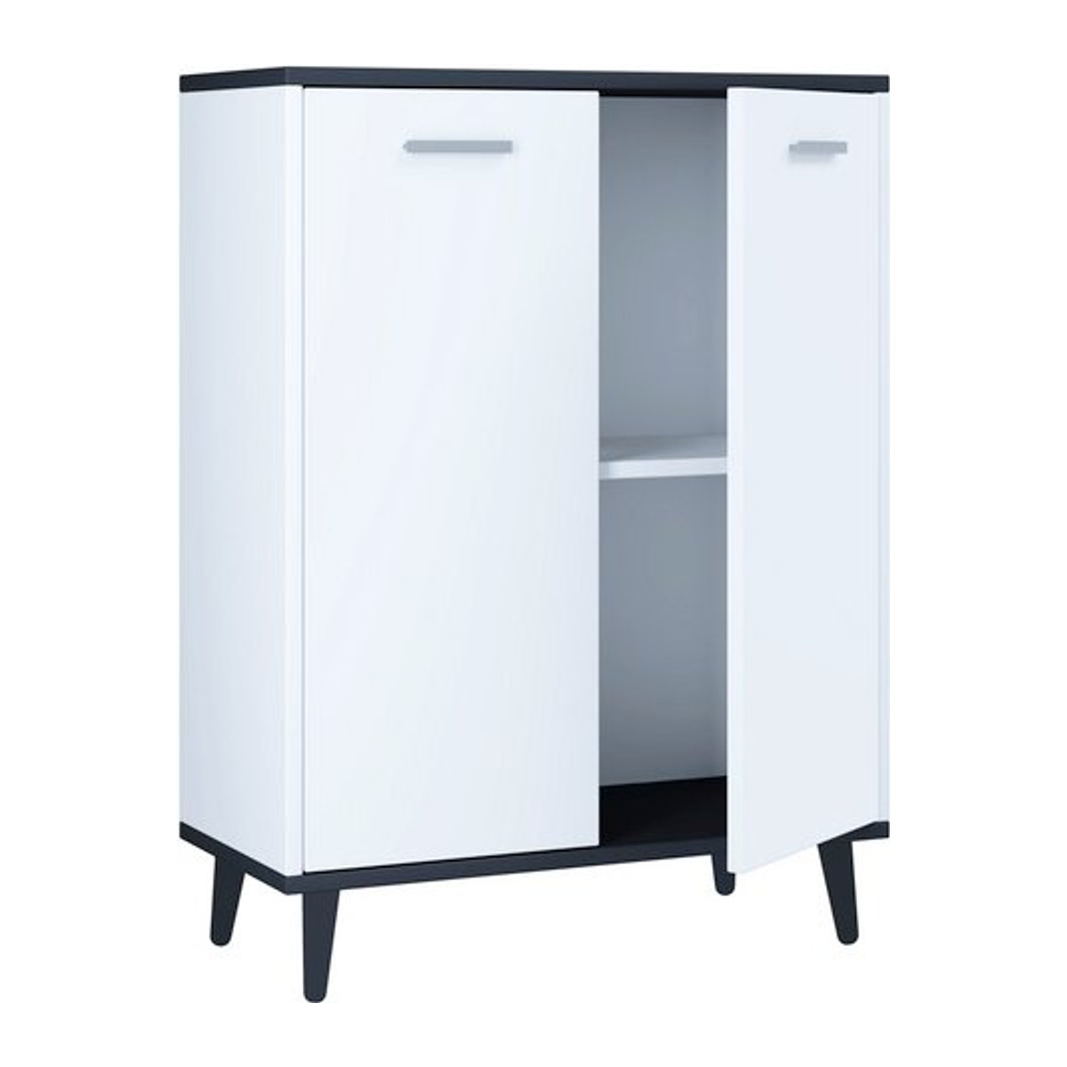 VCM Sideboard Lindas Modern aus Holz und Metall in Grau, Anthrazit, Weiß oder Schwarz/Weiß, B/T/H: 60 x 32 x 81 cm - Bild 1