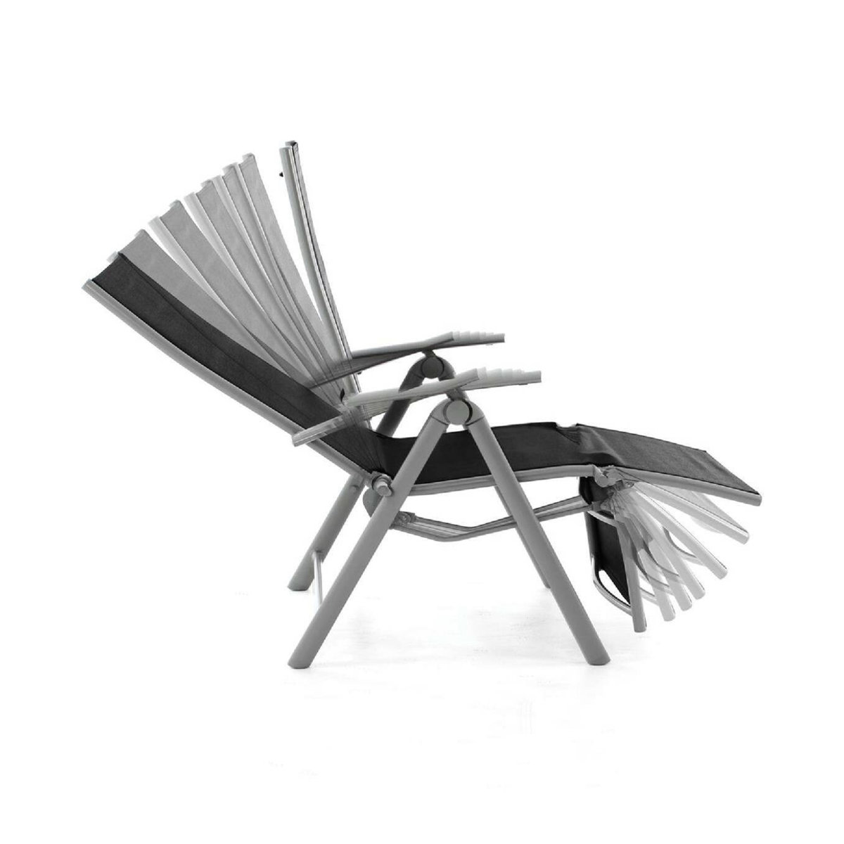 VCM Sonnenliege klappbar aus Metall in Schwarz und Grau, B/T/H: 59 x 74 x 113 cm - Bild 2