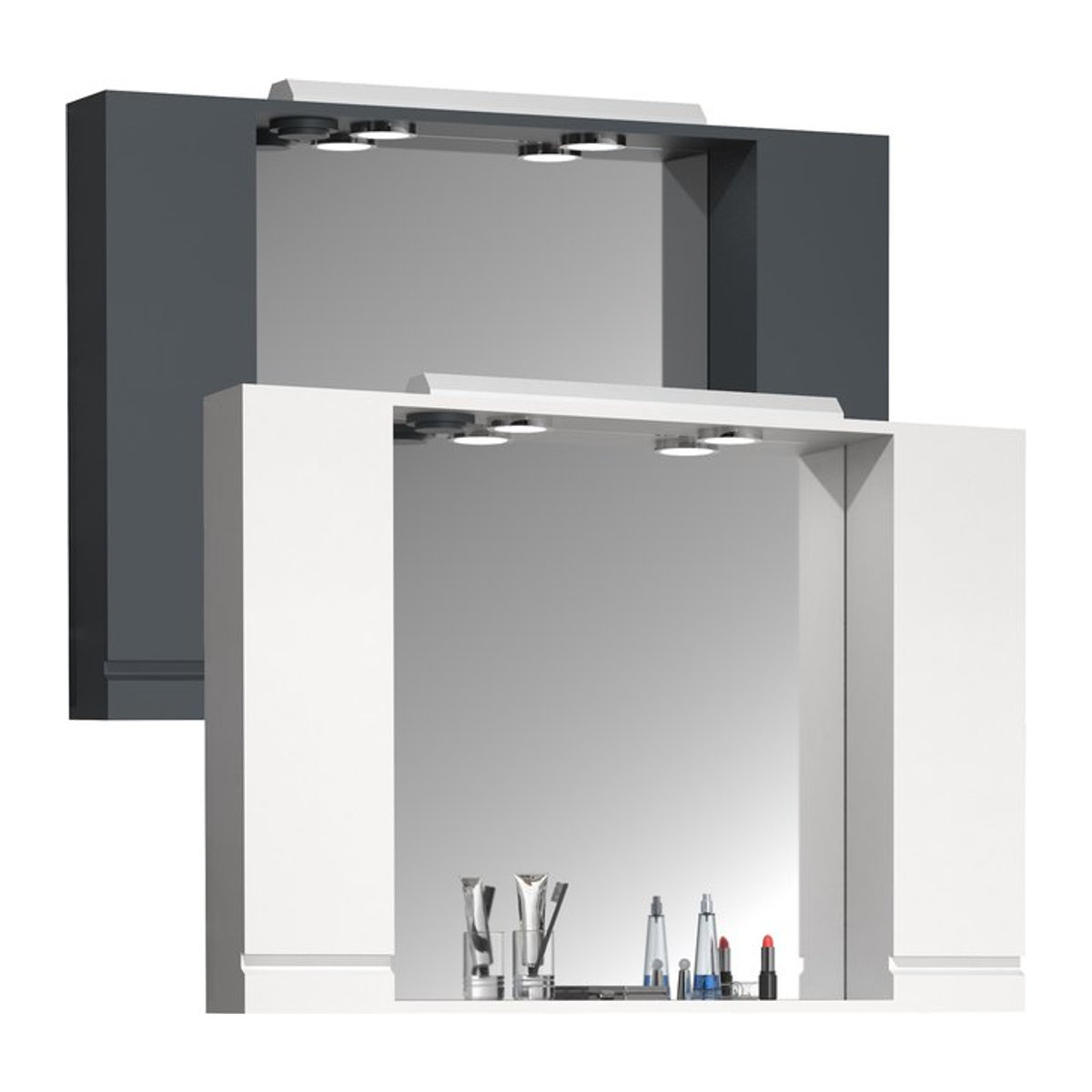 VCM Spiegelschrank Silora XL in Weiß mit Beleuchtung und Glas, H x B x T: 71 x 100 x 14 cm - Bild 1