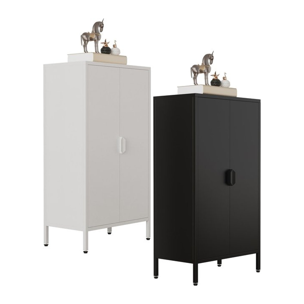 VCM Stahl Kommode Flokas M in Weiß im Industrial Design mit Drehtüren, H x B x T: 110 x 60 x 35 cm - Bild 1