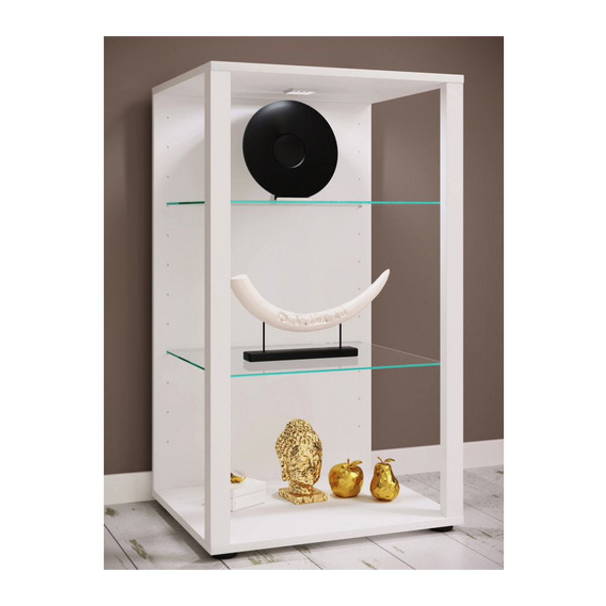 VCM Standvitrine Glasol Vitrinenschrank in Weiß aus Glas und Holzwerkstoff B/H/T: 52 x 90 x 44 cm - Bild 2