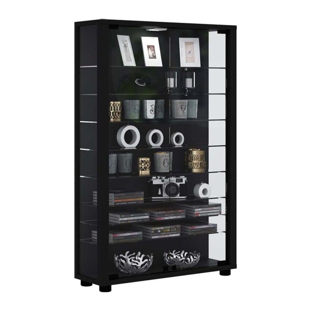 VCM Standvitrine Lumo Mini aus Glas und Holzwerkstoff in Schwarz, H x B x T: 90 x 59 x 18 cm - Bild 2