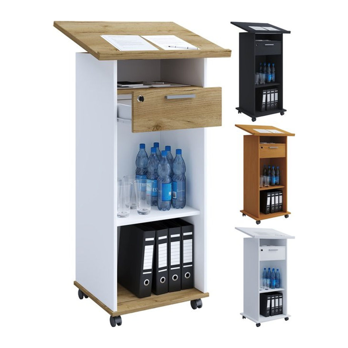 VCM Stehpult Meeta aus Holz in Weiß, B: 60 cm, T: 50 cm, H: 108,3 cm - Bild 2