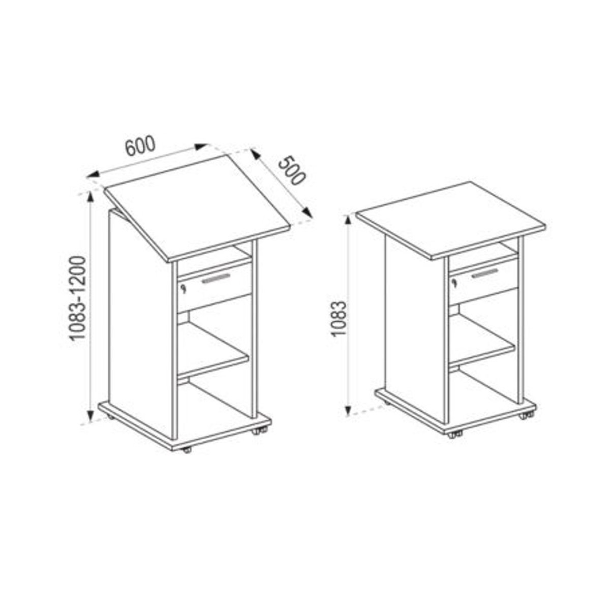 VCM Stehpult Meeta aus Holz in Weiß, B: 60 cm, T: 50 cm, H: 108,3 cm - Bild 3