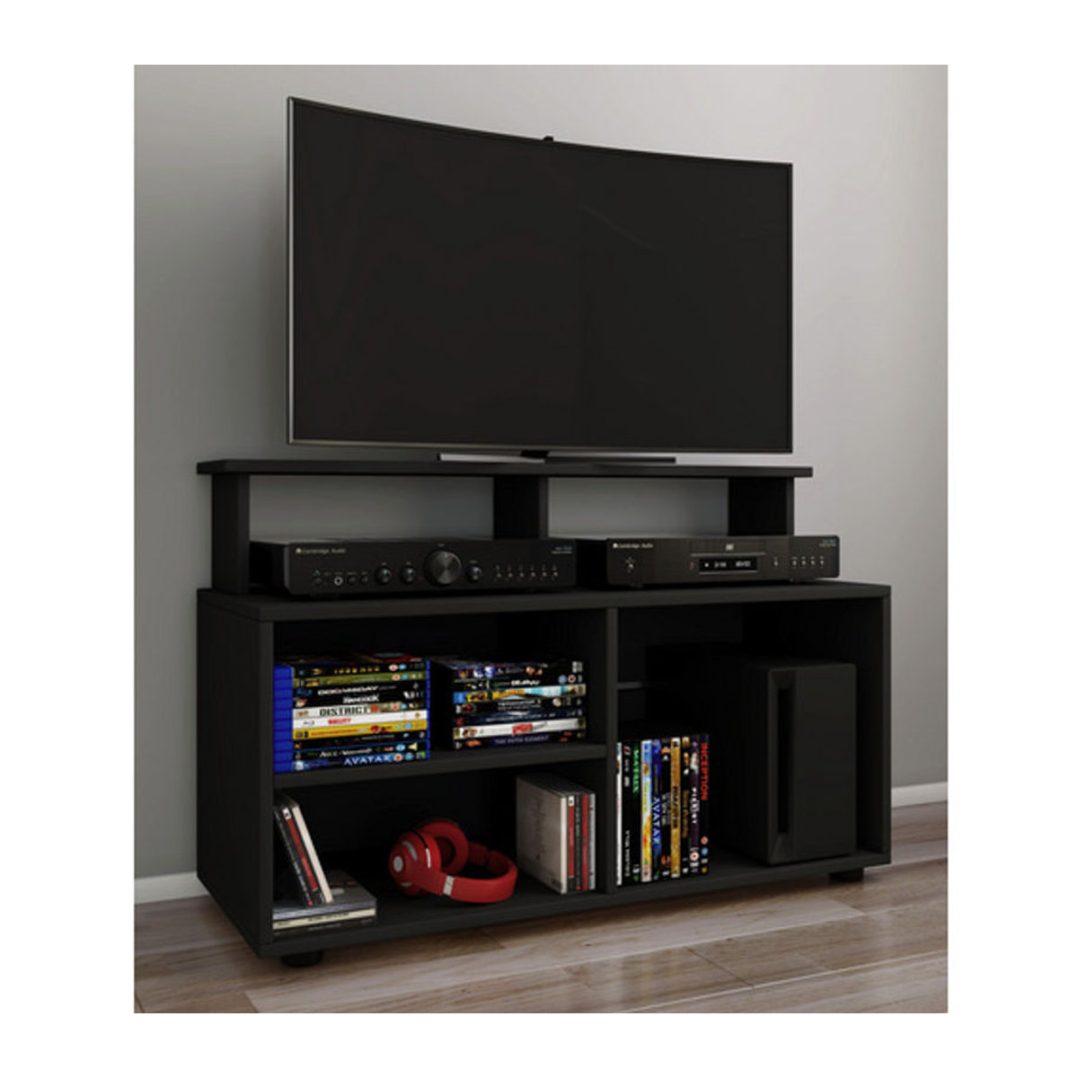 VCM TV-Möbel Balanisa TV-Schrank aus Holzwerkstoff in Schwarz, B/H/T: 90 x 59 x 36 cm - Bild 2