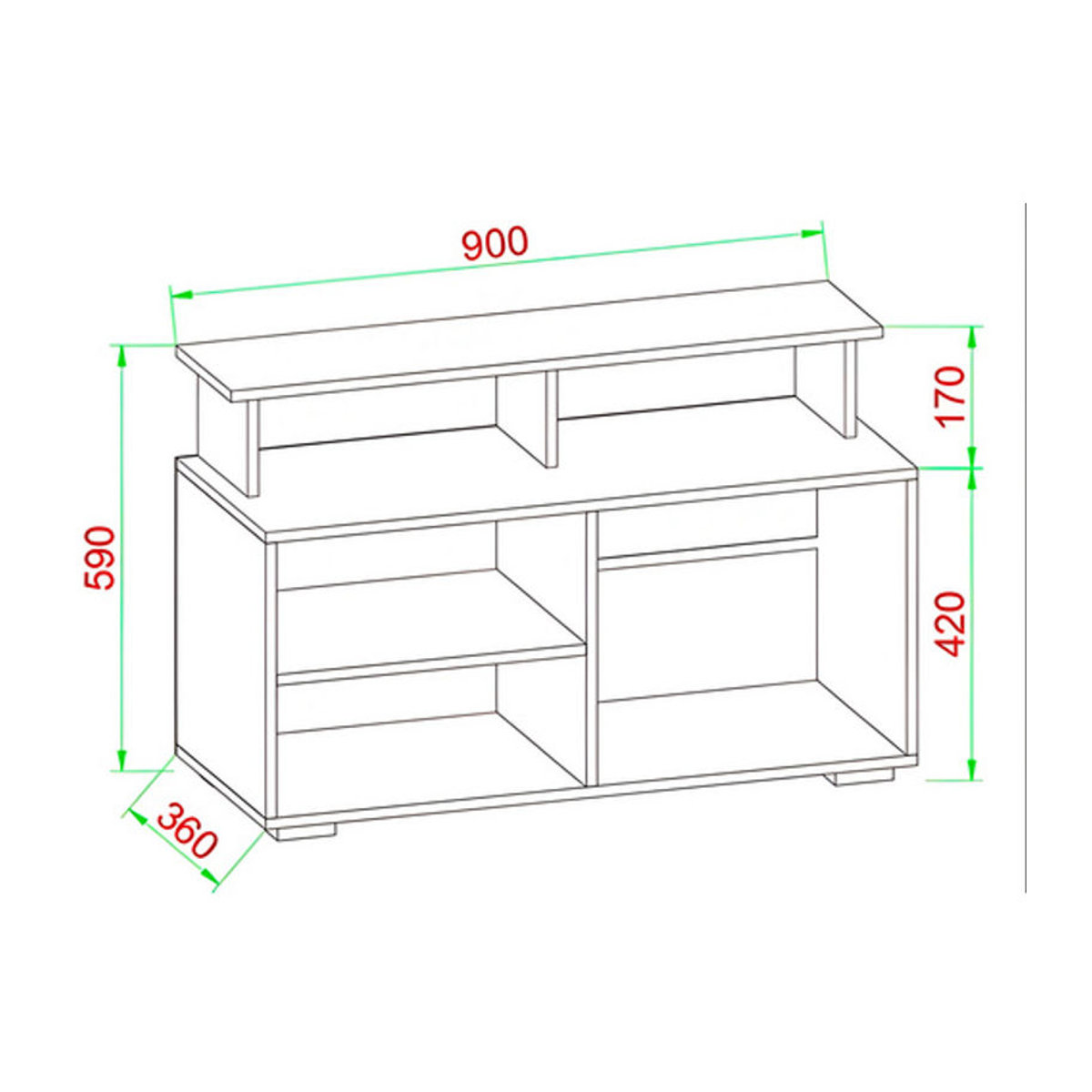 VCM TV-Möbel Balanisa TV-Schrank aus Holzwerkstoff in Schwarz, B/H/T: 90 x 59 x 36 cm - Bild 3