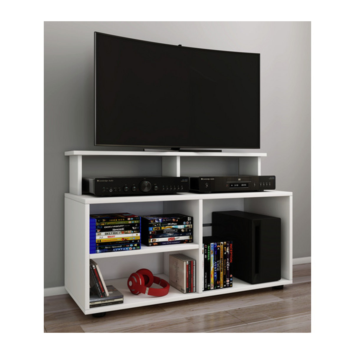 VCM TV-Möbel Balanisa TV-Schrank in Weiß, B/H/T: 90 x 59 x 36 cm - Bild 2