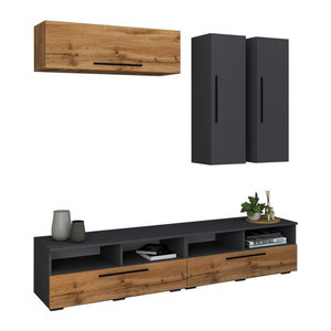 VCM TV-Schrank Arila XL Wohnwand in Schwarz/Weiß, Modern, H x B x T: 200 x 190 x 40 cm