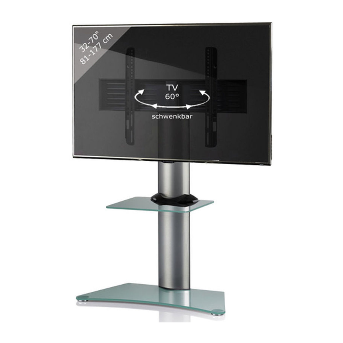 VCM TV Standfuß Zental HiFi-Rack aus Aluminium und Glas in Silber, H x B x T: 111 x 80 x 40 cm - Bild 3