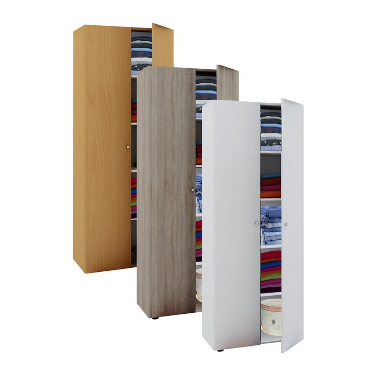 VCM Vandol Kleiderschrank aus Holz und Metall mit 2 Drehtüren und 5 Fächern, Multicolor, B: 70 cm, H: 178 cm, T: 40 cm - Bild 1