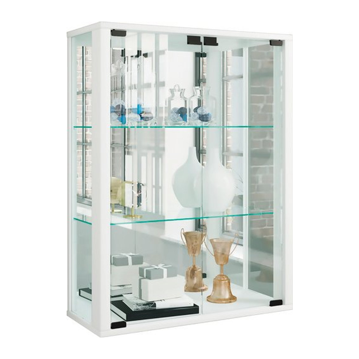 VCM Vitrine Udina Vitrinenschrank in Weiss aus Holzwerkstoff und Glas, B/H: 60 x 80 cm - Bild 1