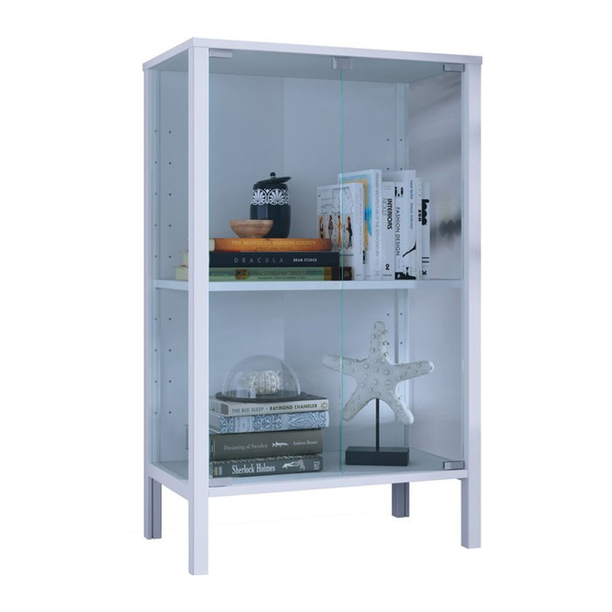 VCM Vitrinenschrank Jensol M Modern in Weiß mit Glas und Holzwerkstoff, B/T/H: 80 x 60 x 35 cm - Bild 1