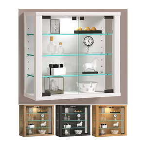 VCM Vitrosa S Hängevitrine aus Glas und Holz in Weiß mit Drehtüren, H x B x T: 40 x 43 x 18 cm