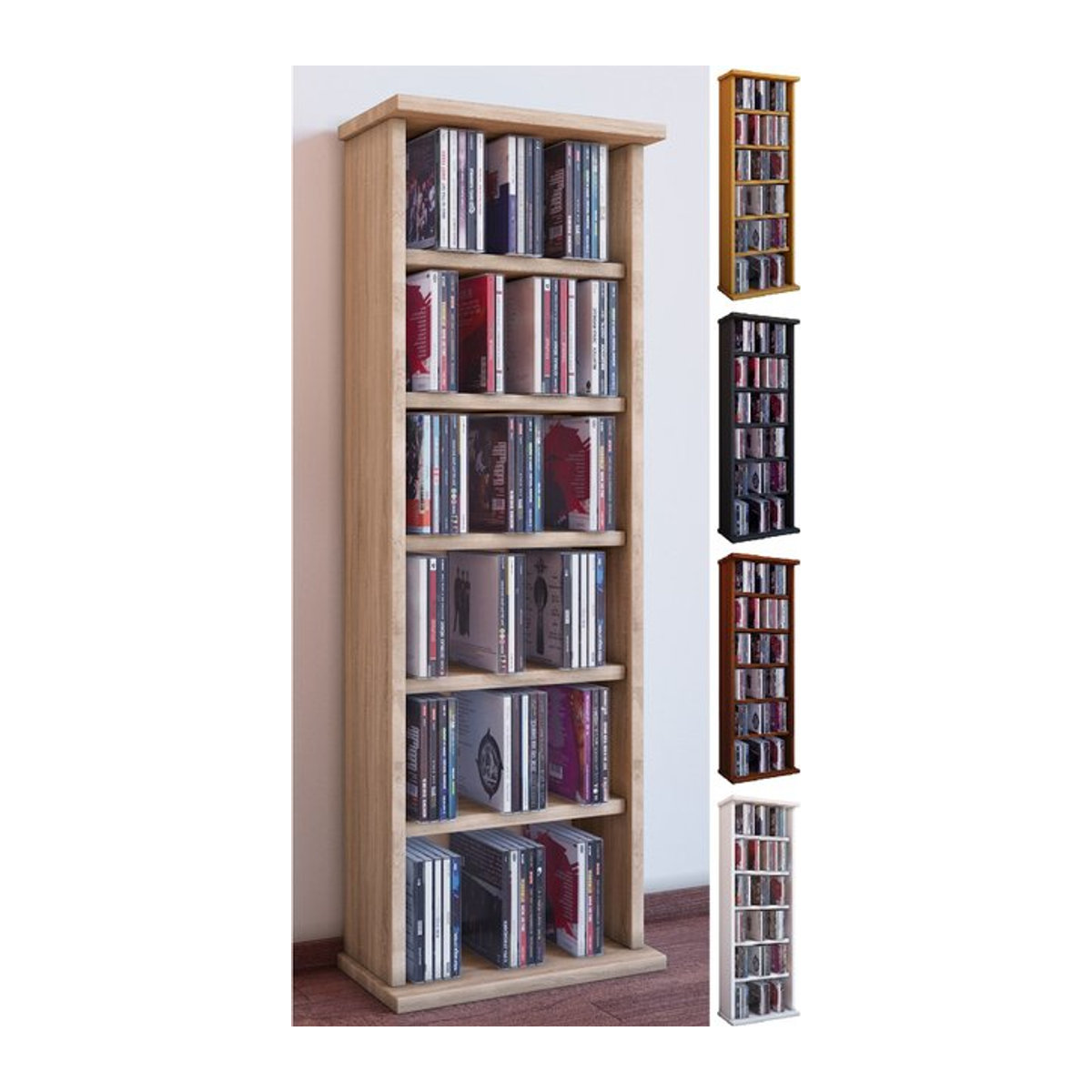 VCM Vostan CD und DVD Regal aus Holz in Braun, H x B x T: 91,5 x 31 x 18 cm - Bild 1
