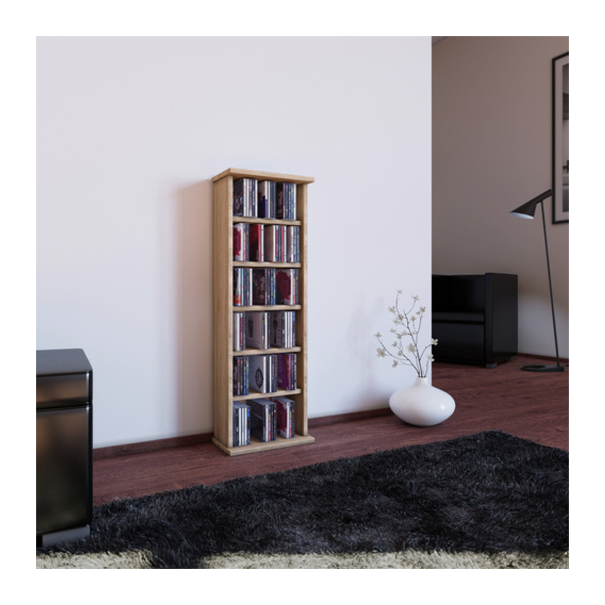 VCM Vostan CD und DVD Regal aus Holz in Braun, H x B x T: 91,5 x 31 x 18 cm - Bild 3