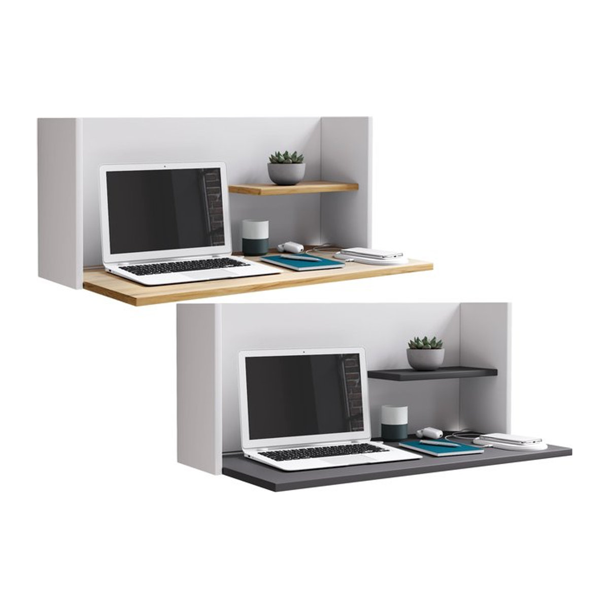 VCM Wand-Schreibtisch aus Holz in minimalistischem Design, Hänge-Workstation für Laptop und Computer, Breite: 90 cm - Bild 1