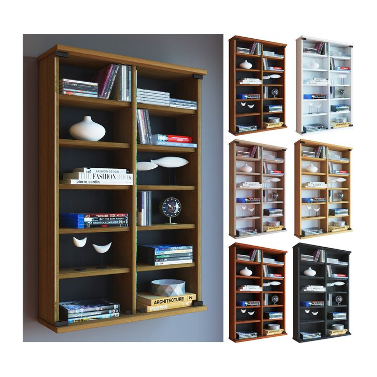 VCM Wandvitrine Zuntisa in Braun mit 2 ESG-Sicherheitsglastüren und 10 variablen Einlegeböden, H x B x T: 92 x 60 x 18 cm - Bild 2