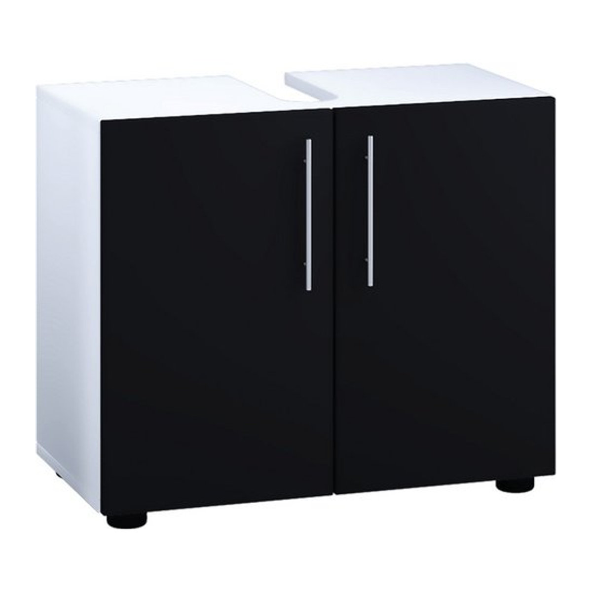 VCM Waschbeckenunterschrank Flandu in Schwarz/Weiß aus Holzwerkstoff mit Drehtüren, B/H/T: 60 x 51 x 30 cm - Bild 1