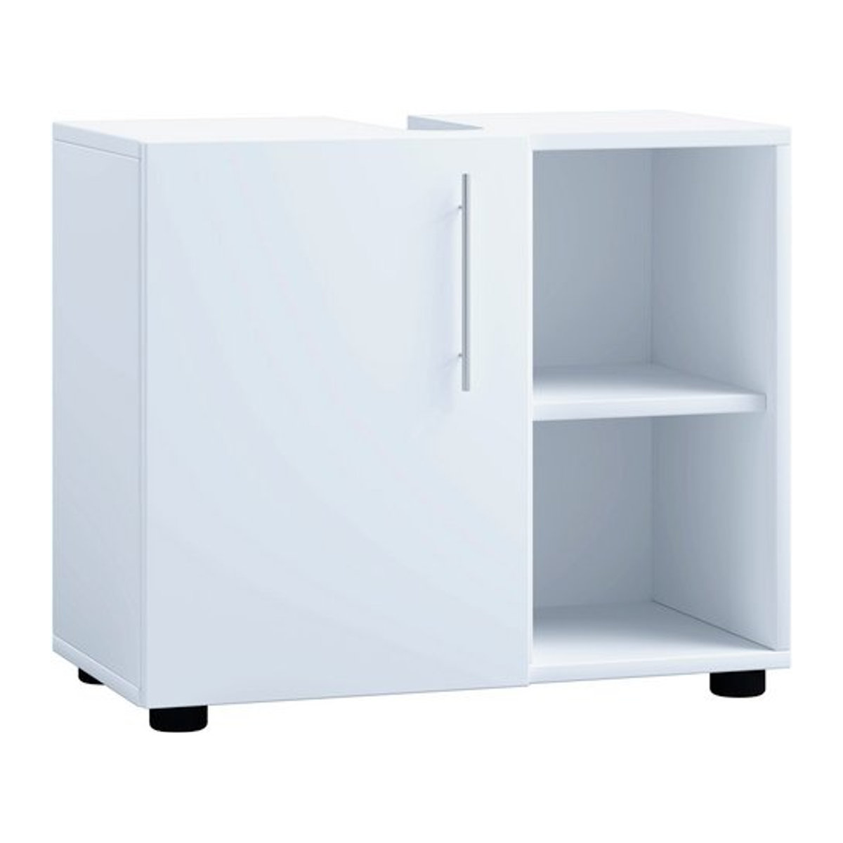 VCM Waschbeckenunterschrank Flandu in Weiß aus Holzwerkstoff und Glas, B/H/T: 60,2 x 50,7 x 29,6 cm - Bild 1
