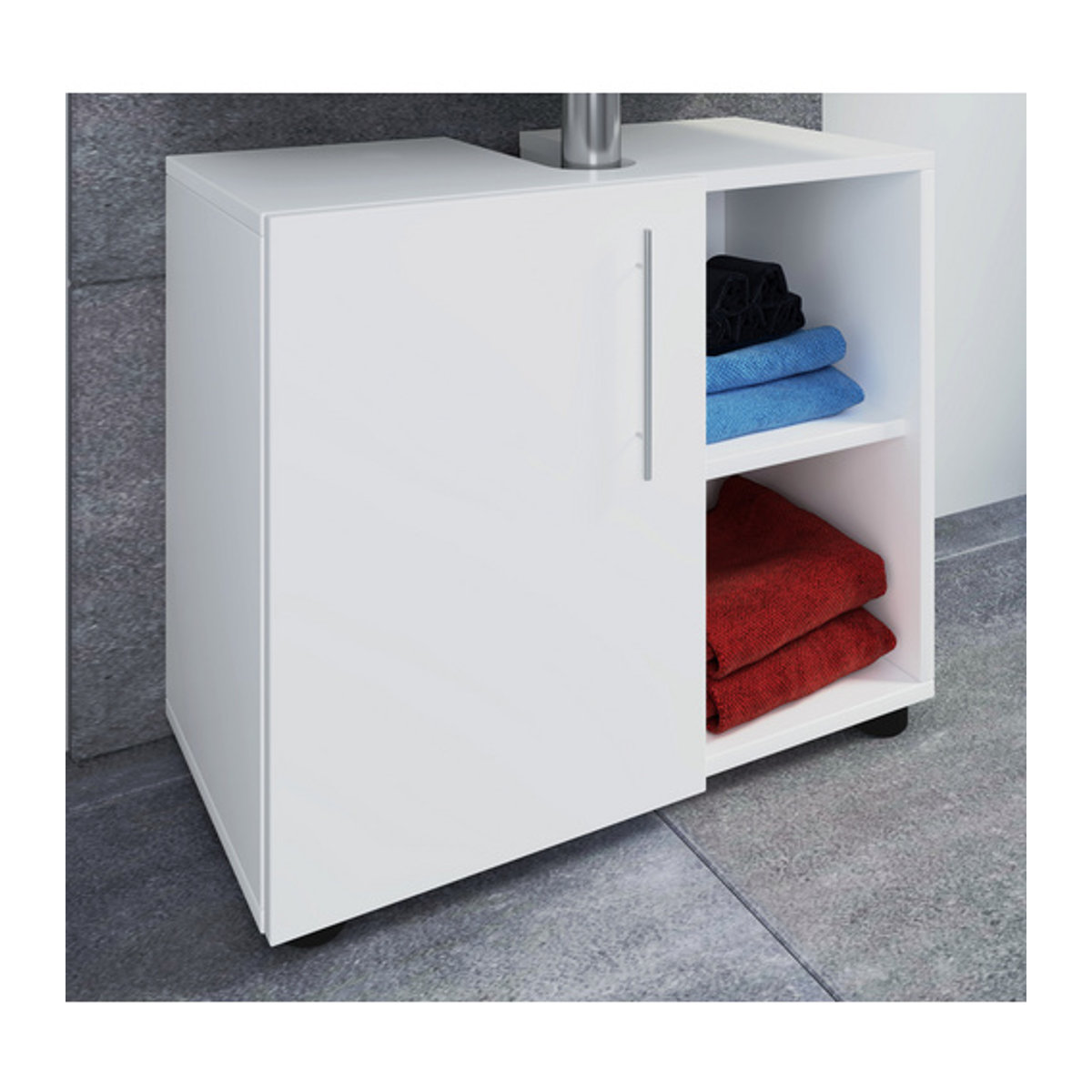 VCM Waschbeckenunterschrank Flandu in Weiß aus Holzwerkstoff und Glas, B/H/T: 60,2 x 50,7 x 29,6 cm - Bild 2