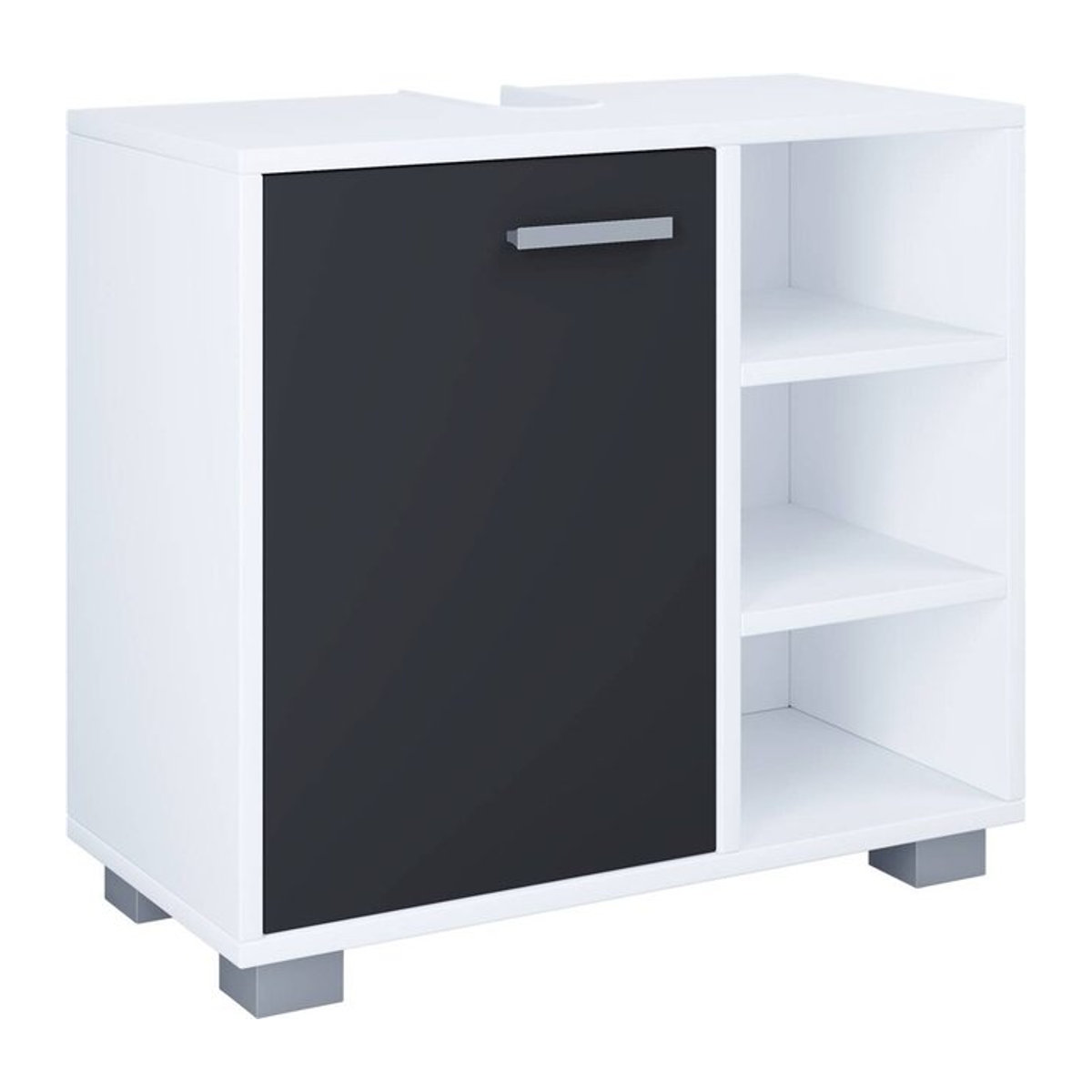 VCM Waschbeckenunterschrank Zalo aus Holzwerkstoff mit Drehtüren, Schwarz/Weiß, B/H/T: 60 x 54,8 x 30 cm - Bild 3