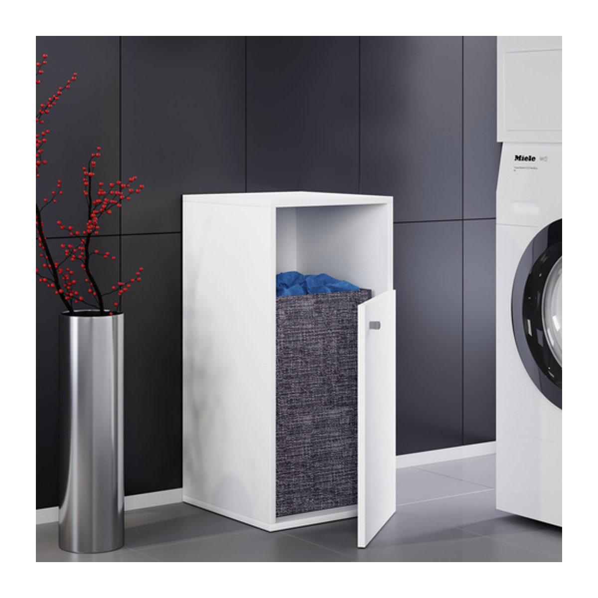 VCM Wäschekommode Klidas Badezimmerschrank aus Holz in Weiss, B/T/H: 40 x 39 x 74 cm - Bild 2