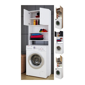 VCM Waschmaschinenschrank Jutas als Überbauschrank mit Drehtüren, Weiß, B/T/H: 64 x 20 x 185 cm