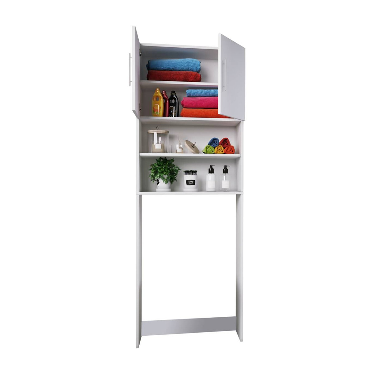 VCM Waschmaschinenschrank Jutas Überbauschrank aus Metall in Weiß B/T/H: 64 x 20 x 185 cm - Bild 3