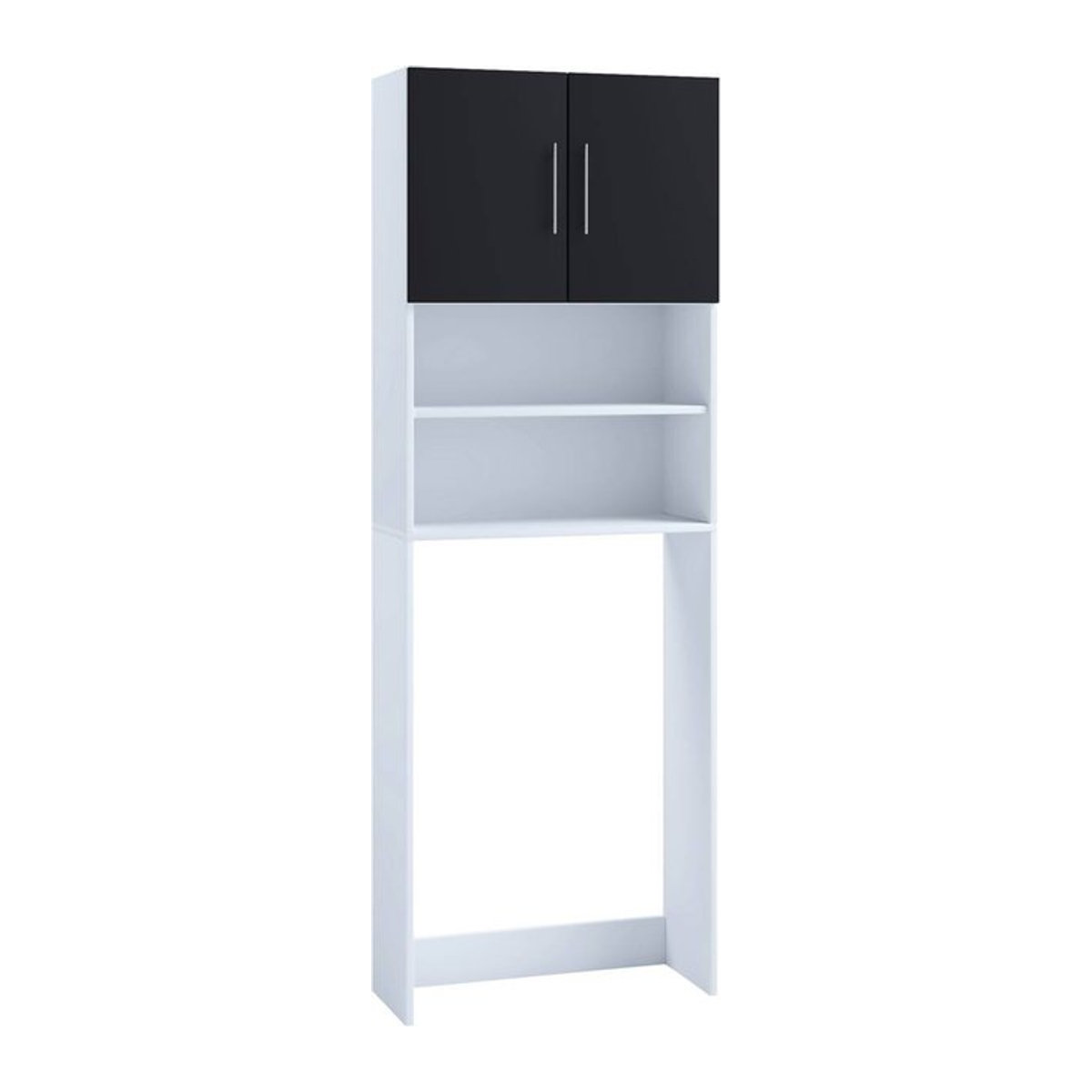 VCM Waschmaschinenschrank Jutas Überbauschrank für Bad und Waschküche Weiß Schwarz B/H/T: 64 x 190 x 25 cm - Bild 2