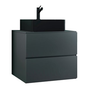 VCM Waschplatz-Set Lendas in 2-teiliger Ausführung mit Waschtischunterschrank, Wandmontage, modern, Farbe: Anthrazit-Grau, Breite: 60 cm